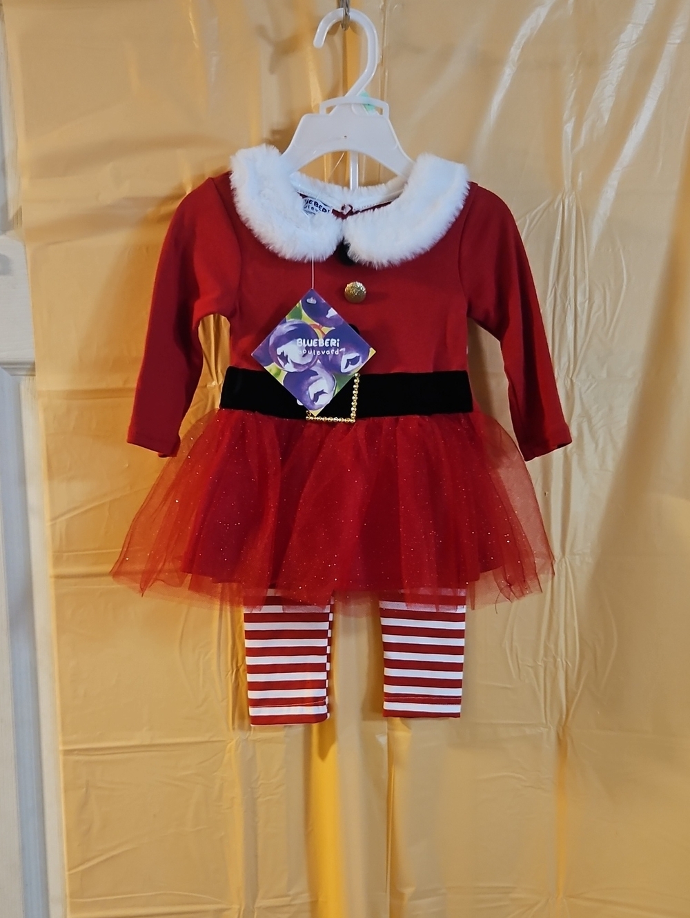 BLUEBERI BOULEVARD BABY TWO PIECE SANTA OUTFIT: DRESS/LEGGINGS: NWT: 18 MTH